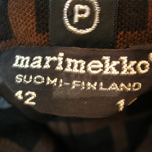 VTG Marimekko 1970s Dress Windowpane Brown Black - Picture 6 of 6